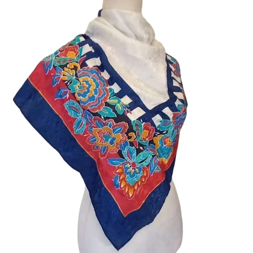 Vtg 80s Scarf Square